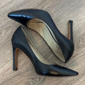 Jil Sander Classic Black Poker Calf Leather Pumps Heels, Old Money